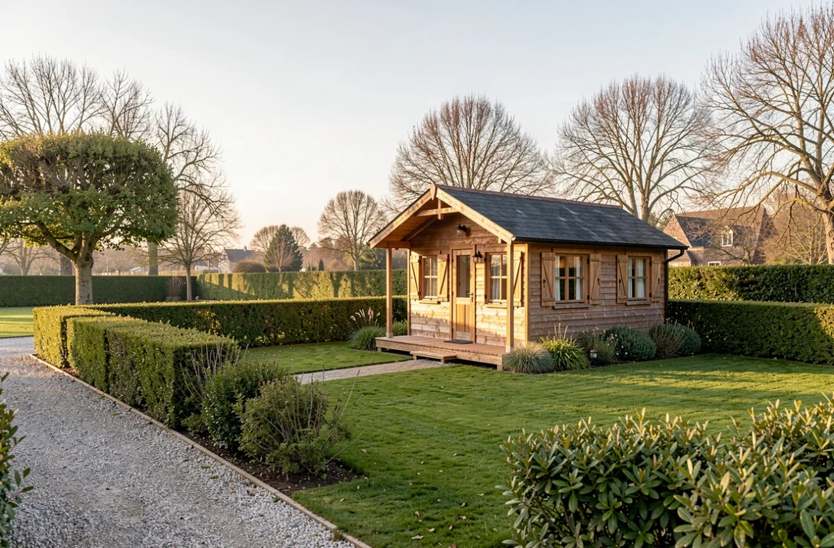 Chalet en bois sur une parcelle arborée d'un parc de loisirs en Vendée