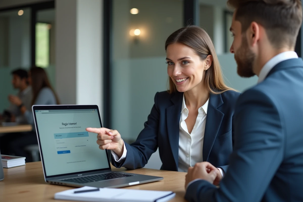 Femme investisseur LMNP consultant un conseiller professionnel sur le statut juridique et l'inscription RCS