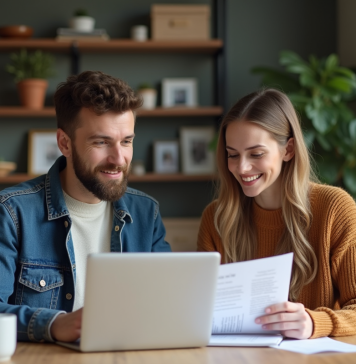 Assurance habitation : Quand souscrire ? Conseils pratiques et explications Jeune couple dans un appartement moderne travaillant ensemble