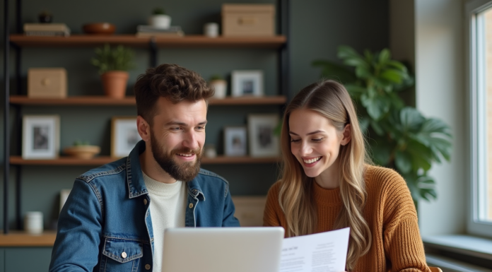 Assurance habitation : Quand souscrire ? Conseils pratiques et explications Jeune couple dans un appartement moderne travaillant ensemble