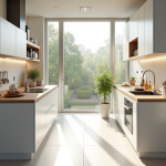 Cuisine moderne compacte vue de dessus avec rangement malin