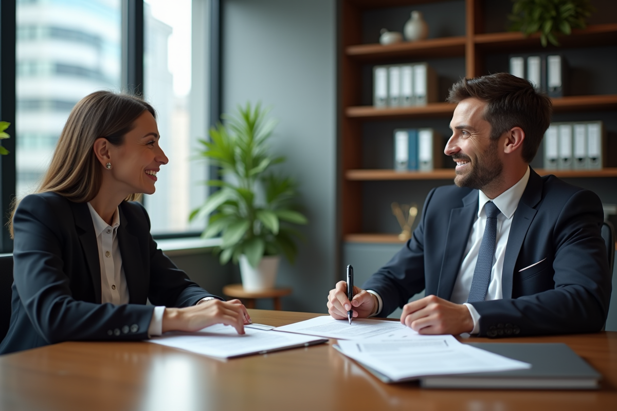 Femme et conseiller discutant de documents de prêt immobilier
