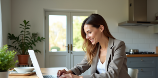 Rentabilité maison : comment savoir si elle sera atteinte ? Femme dâgée utilisant un ordinateur dans une cuisine lumineuse