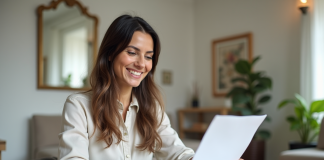 Salaire pour location accession : découvrez le bon montant à prévoir Femme souriante en bureau organisant ses papiers