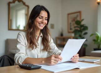 Salaire pour location accession : découvrez le bon montant à prévoir Femme souriante en bureau organisant ses papiers