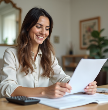 Salaire pour location accession : découvrez le bon montant à prévoir Femme souriante en bureau organisant ses papiers