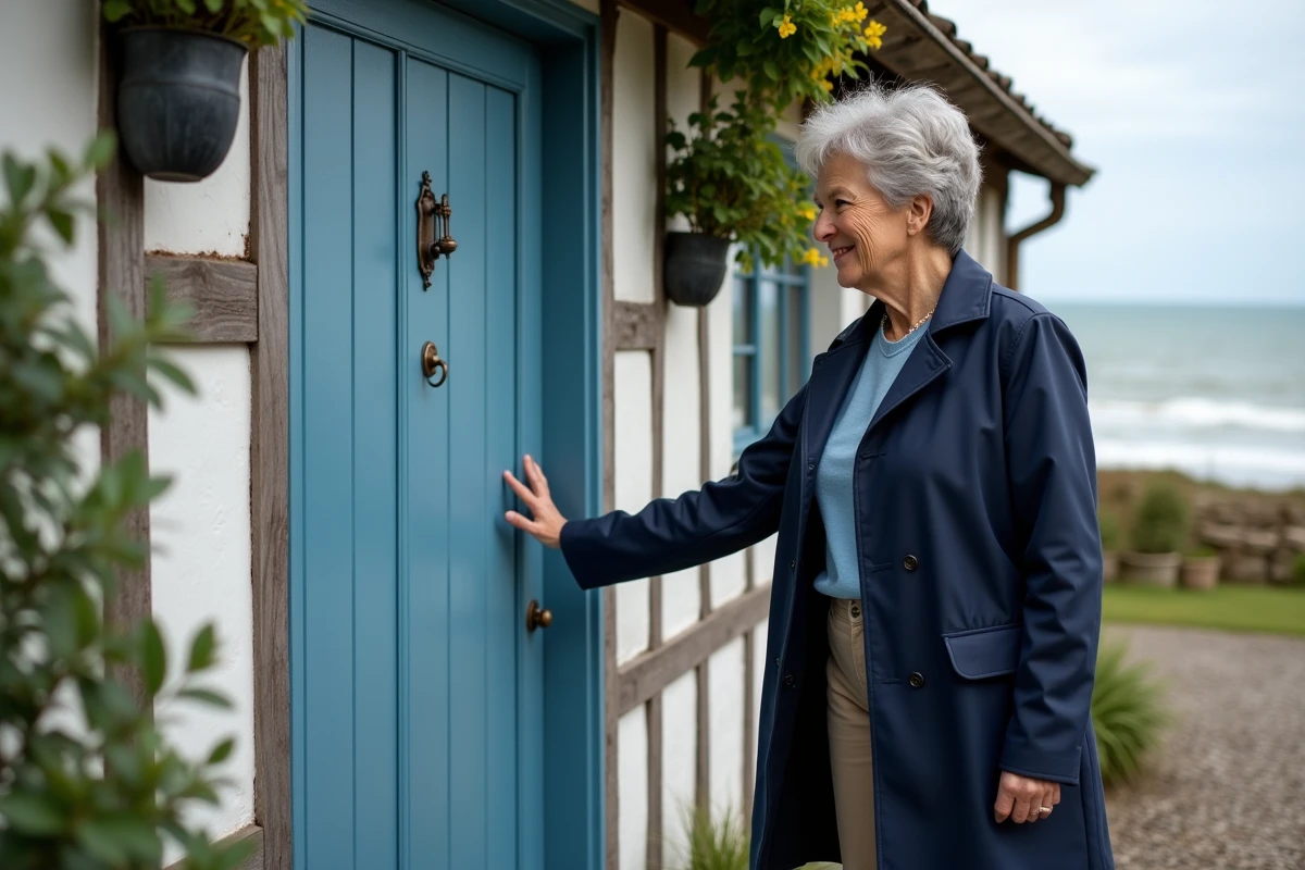 Femme ouvrant la porte d
