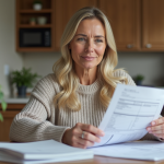 Déductions impôts résidence principale : quels travaux ? Femme d'âge moyen vérifiant ses factures de rénovation à la maison