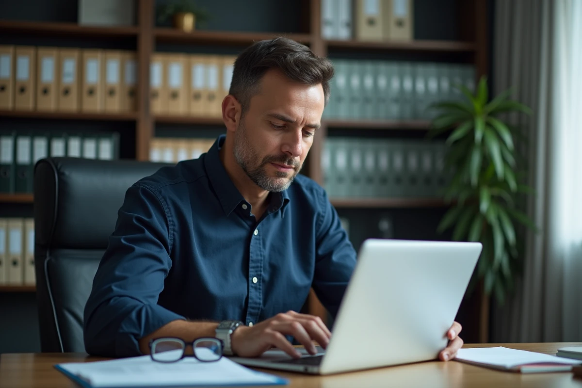 Homme au bureau v&eacute;rifiant une notification CAF pour optimiser ses aides au logement en 2026