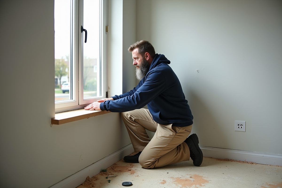 Homme avec veste de travail posant de l