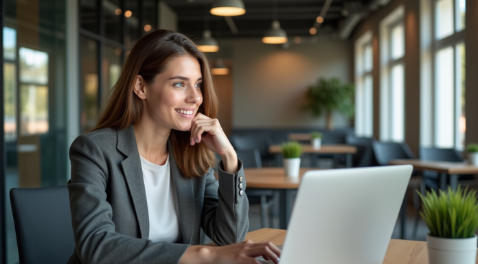 Jeune femme en bureau avec documents SCIIS et IR