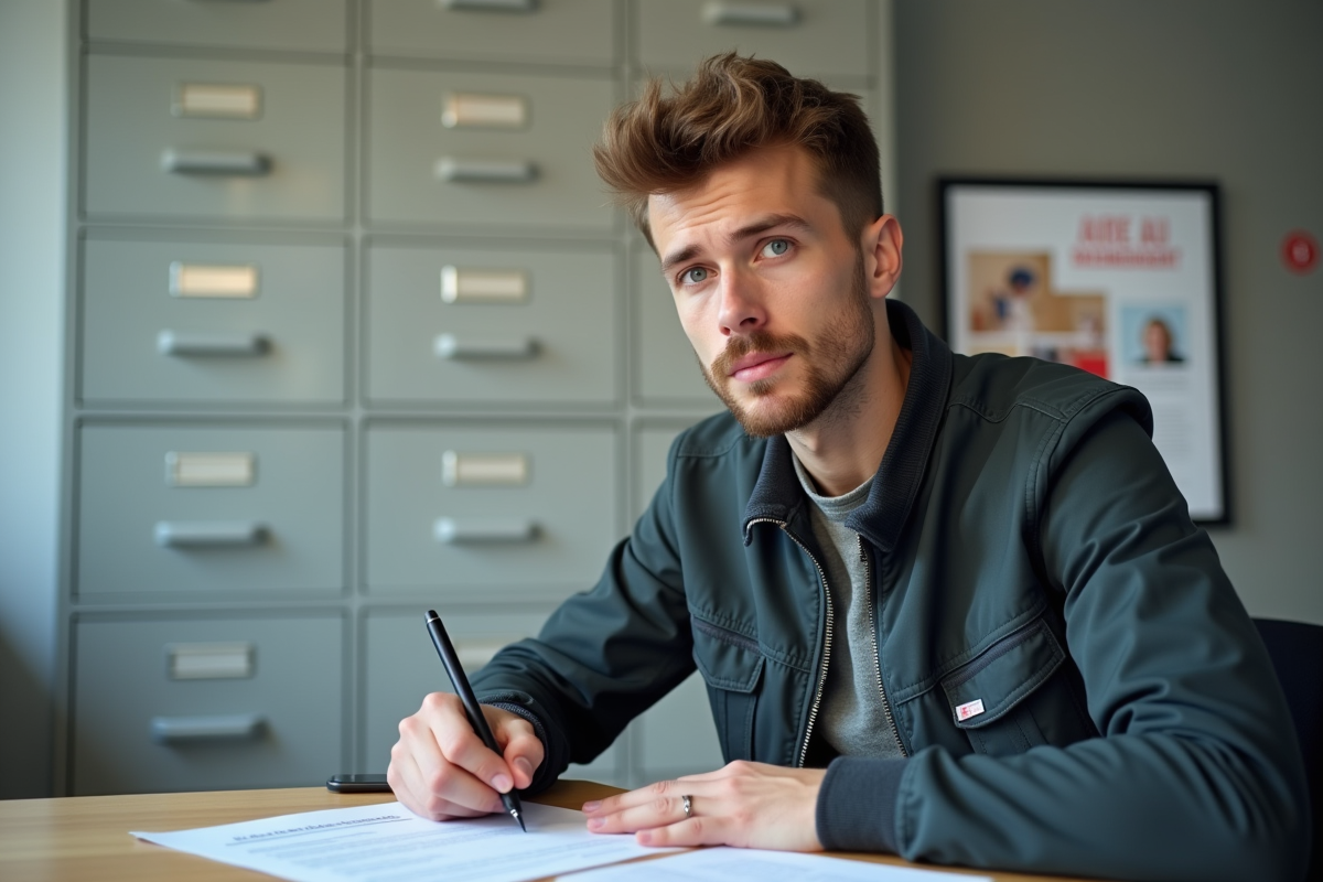 Jeune homme remplissant un formulaire d