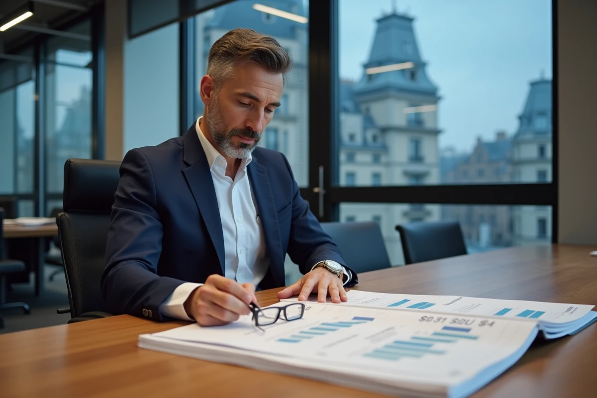 Syndic de copropriété analysant l'indice INSEE du coût de la construction 2026 dans un bureau moderne à Paris